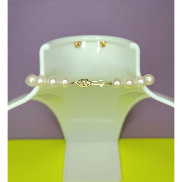 Vintage CP Pearl Necklace Earrings Set 14K Gold Filigree Clasp Bridal Jewelry 2x - Picture 3 of 16